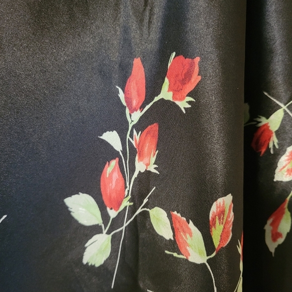 Vintage Dark Floral Romantic Babydoll Satin Slip Mini Dress Nightgown Satin - Picture 7 of 8